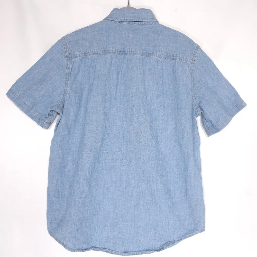 GAP Denim Shirt Kids Boys 10‎ Short Sleeve Button Up Light Blue 100% Cotton